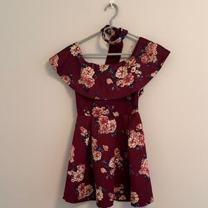 Iris Burgundy and White Floral Dress